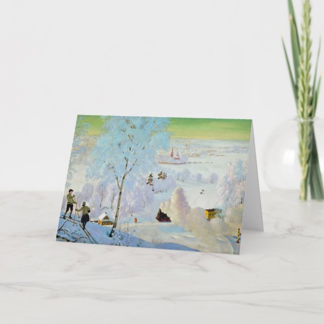 Skifahrer 1919 feiertagskarte (Vorderseite)