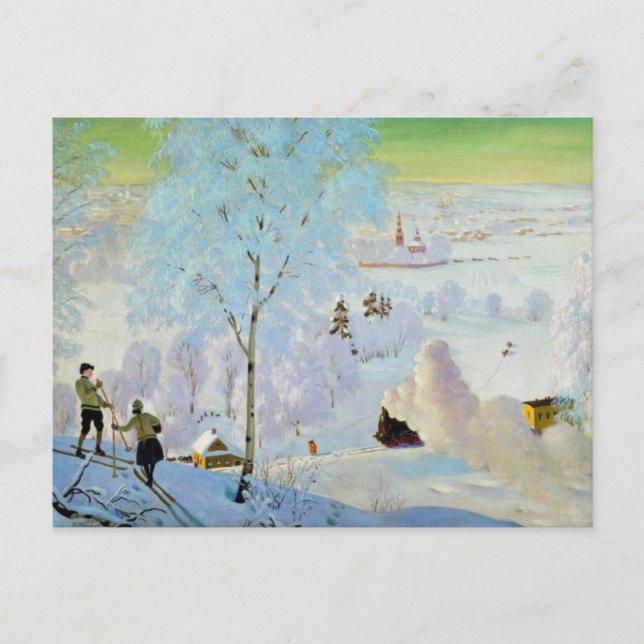 Skifahrer 1919 postkarte (Vorderseite)