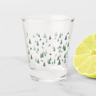 Skifahrer Abfahrtski-Illustration Schnapsglas