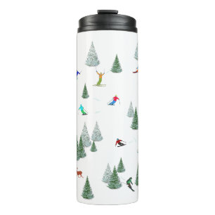 Skifahrer Abfahrtski Illustration  Thermosbecher