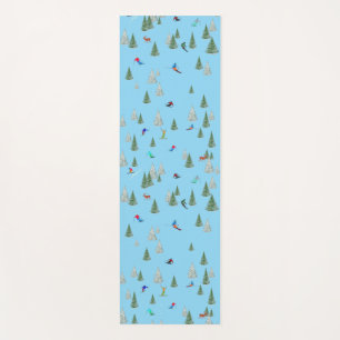 Skifahrer Abfahrtsskifahren Illustration Blassblau Yogamatte