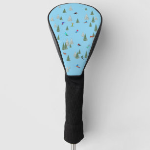 Skifahrer Abfahrtsskifahren Illustration Pastellbl Golf Headcover