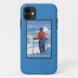 Skifahrer AdmiringMontanaVintage Reise-Plakat iPhone 11 Hülle