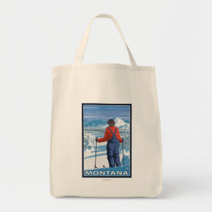 Skifahrer AdmiringMontanaVintage Reise-Plakat Tragetasche