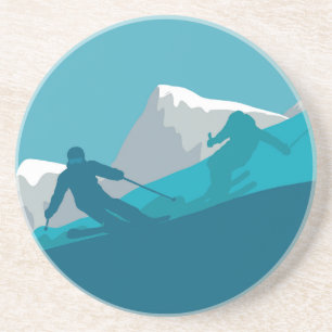 Skifahrer Alpin Skifahren Getränkeuntersetzer