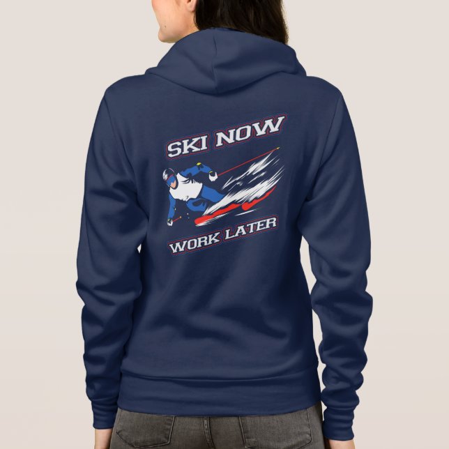 Skifahrer arbeiten jetzt später Ski-Enthusiasten n Hoodie (Rückseite)