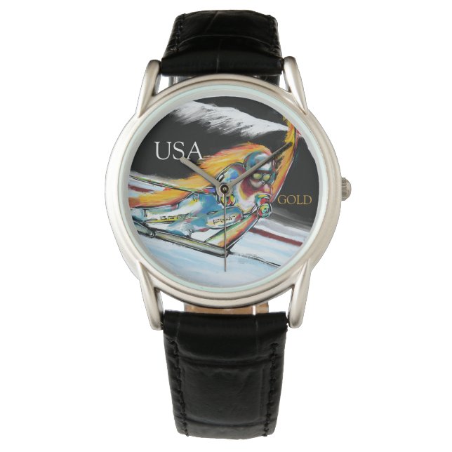 Skifahrer Armbanduhr (Vorderseite)