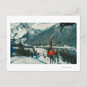 Skifahrer auf dem SesselliftSnoqualmie Pass, WA Postkarte
