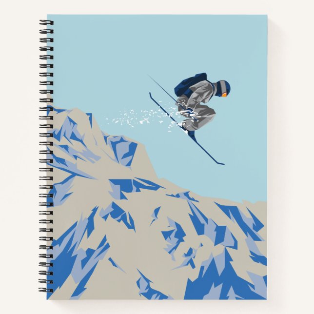 Skifahrer, Berge, Extremsport Notizbuch (Vorderseite)