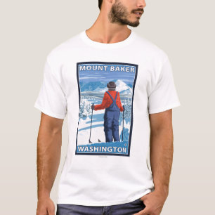 Skifahrer-Bewundern - Berg-Bäcker, Washington T-Shirt