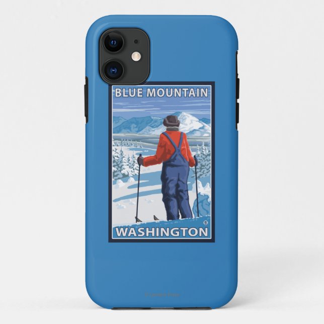 Skifahrer-Bewundern - blauer Berg, Washington Case-Mate iPhone Hülle (Rückseite)