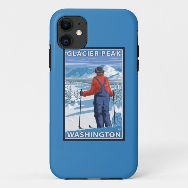 Skifahrer-Bewundern - Gletscher-Spitze, Washington Case-Mate iPhone Hülle (Rückseite)