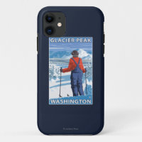 Skifahrer-Bewundern - Gletscher-Spitze, Washington