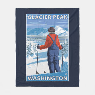 Skifahrer-Bewundern - Gletscher-Spitze, Washington Fleecedecke