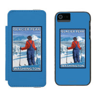 Skifahrer-Bewundern - Gletscher-Spitze, Washington