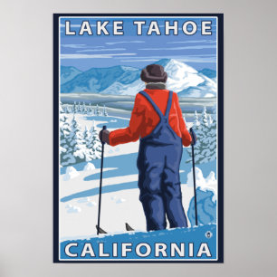 Skifahrer-Bewundern - Lake Tahoe, Kalifornien Poster