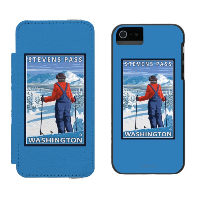 Skifahrer-Bewundern - Stevens-Durchlauf, Incipio iPhone Geldbeutel-Hülle (Seite an Seite)