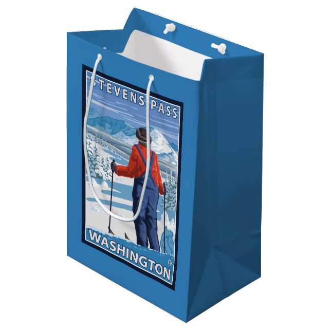 Skifahrer-Bewundern - Stevens-Durchlauf, Mittlere Geschenktüte (Vorderseite Schrägansicht)