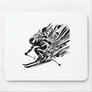 Skifahrer fährt im Schnee Bild Skifahren Design Sk Mousepad