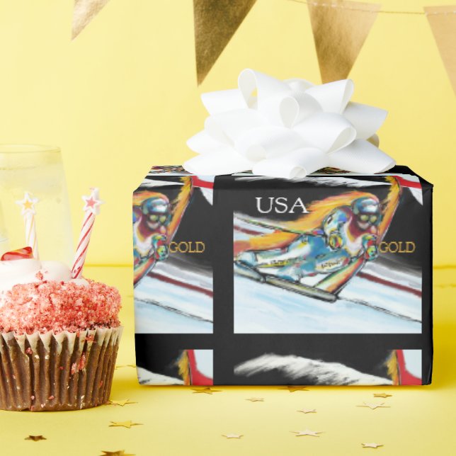 Skifahrer Geschenkpapier (Geburtstagsparty)