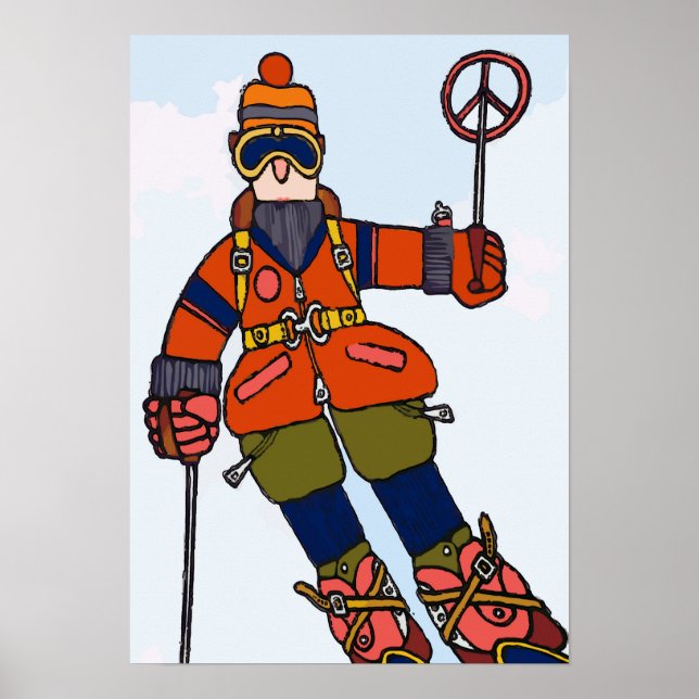 Skifahrer im Schnee Poster (Vorne)