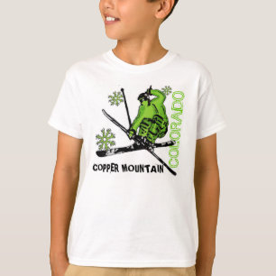 Skifahrer-Jungent-stück kupferner Gebirgscolorado T-Shirt