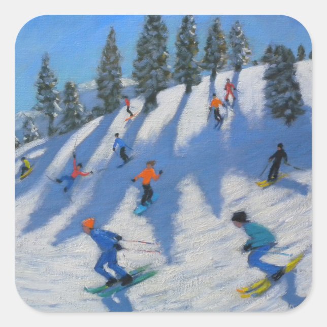 Skifahrer Lofer 2010 Quadratischer Aufkleber (Vorderseite)