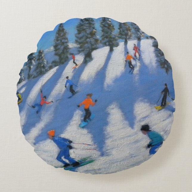 Skifahrer Lofer 2010 Rundes Kissen (Vorderseite)