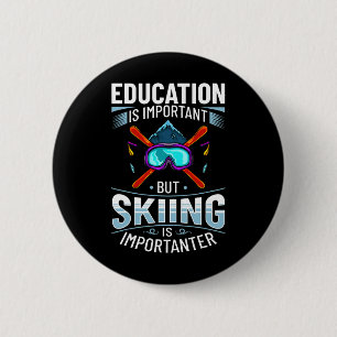 Skifahrer Lustig Skifahren Schnee Wintersport Button