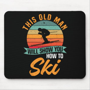 Skifahrer Lustiges Skifahren Dieser alte Mann zeig Mousepad