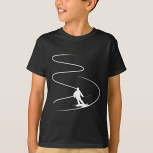Skifahrer mit Spuren in tiefem Pulverschnee Freeri T-Shirt