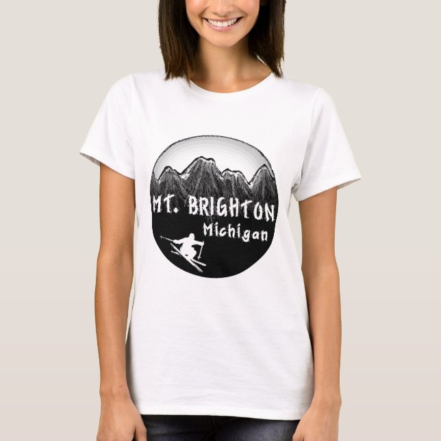 Skifahrer Mt. Brighton Michigan T-Shirt (Vorderseite)