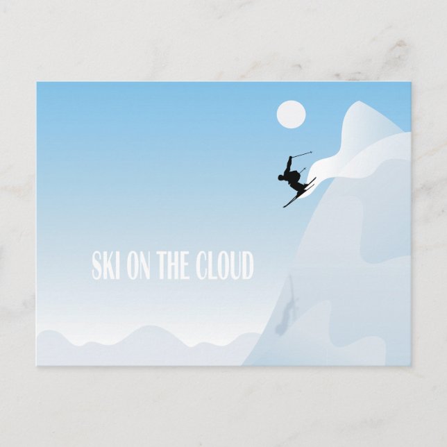 Skifahrer Postkarte (Vorderseite)
