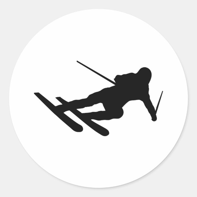 Skifahrer Runder Aufkleber (Vorderseite)