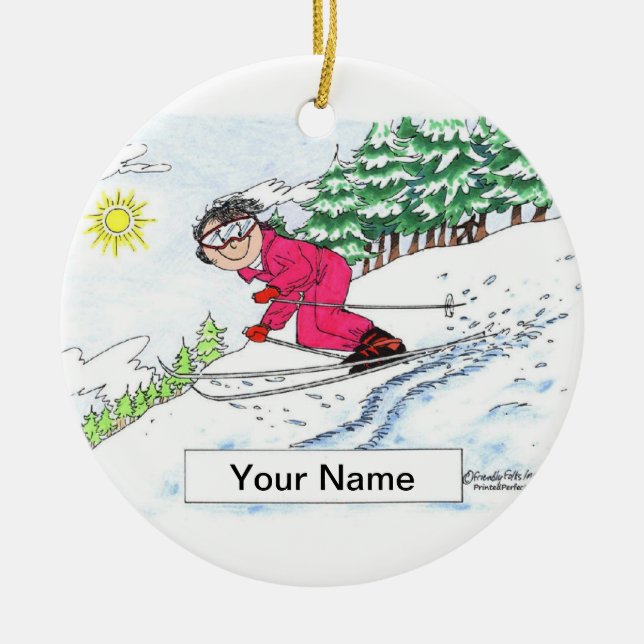 Skifahrer, Schnee - Frauen Keramikornament (Vorne)