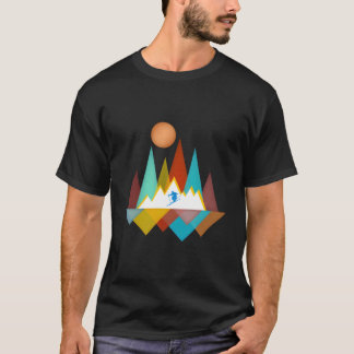 Skifahrer Schnee Skifahren Outdoor Berge Wald Natu T-Shirt