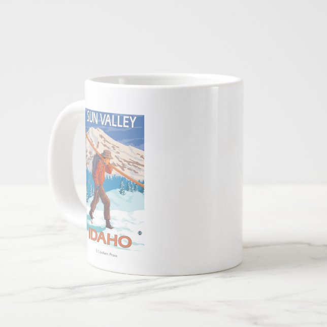 Skifahrer Schneeschuhe - Jahrgang 2 Jumbo-Tasse (Vorderseite Links)