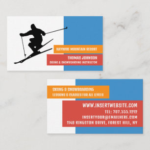 Skifahrer-Silhouette, Skifahrer & Snowboarder-Inst Visitenkarte