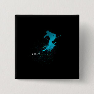 Skifahrer, Ski, Japanisch Button