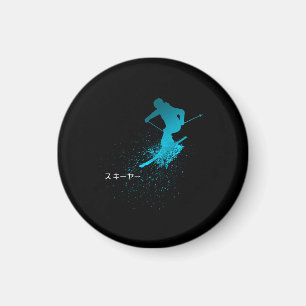 Skifahrer, Ski, Japanisch Magnet