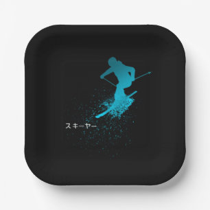 Skifahrer, Ski, Japanisch Pappteller