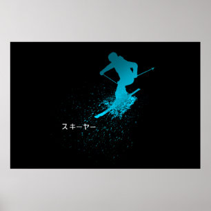 Skifahrer, Ski, Japanisch Poster