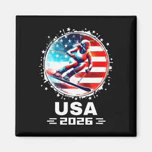 Skifahrer Ski USA Team 2026 Skifahren Amerikanisch Magnet