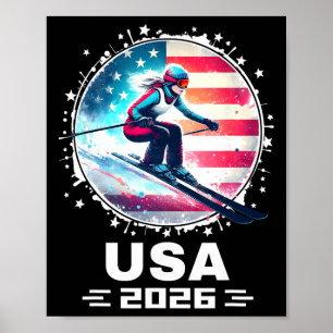 Skifahrer Ski USA Team 2026 Skifahren Amerikanisch Poster