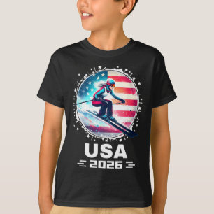 Skifahrer Ski USA Team 2026 Skifahren Amerikanisch T-Shirt