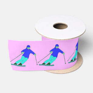 Skifahrer Skifahren Pastel Pink Satinband
