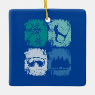 Skifahrer Skifahren Wintersport Keramikornament