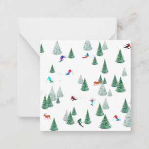 Skifahrer Skipiste Abfahrt Skiausrüstung Skipass Mitteilungskarte