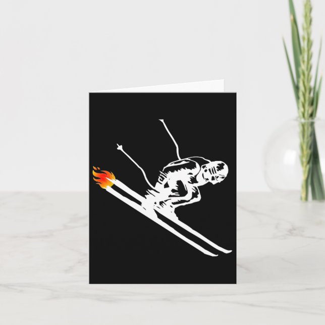 Skifahrer so schnell, dass es im Ski brennt Karte (Vorderseite)