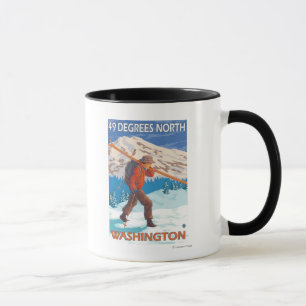 Skifahrer-tragende Schnee-Skis - 49 Grad Nord, Tasse